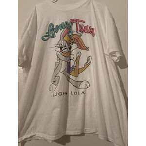Looney Tunes Bugs & Lola Bunny White Graphic T-Shirt 3X Cotton Warner Bros 2022